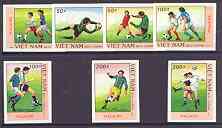 Vietnam 1989 Football World Cup (1st Issue) imperf set of 7 values unmounted mint, as SG 1313-19*, stamps on football, stamps on sport