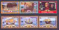 Antigua 1992 500th Anniversary of Discovery of America by Columbus (5th Issue) perf set of 6 unmounted mint opt'd SPECIMEN, as SG 1654-59, stamps on americana, stamps on ships, stamps on explorers, stamps on columbus, stamps on telescope   