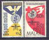 Czechoslovakia 1962 Malaria Eradication perf set of 2 unmounted mint, SG 1304-05, stamps on insects, stamps on medical, stamps on malaria, stamps on diseases