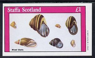 Staffa 1982 Mixed Shells imperf souvenir sheet (£1 value) unmounted mint, stamps on marine-life     shells