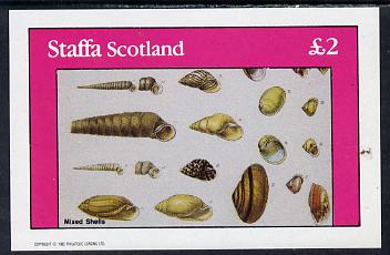 Staffa 1982 Mixed Shells imperf deluxe sheet (Â£2 value) unmounted mint, stamps on marine-life     shells