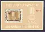 Paraguay 1963 Freedom From Hunger perf m/sheet unmounted mint, Mi BL 40, stamps on , stamps on  stamps on ffh, stamps on food, stamps on agriculture, stamps on , stamps on  stamps on  ffh , stamps on  stamps on 
