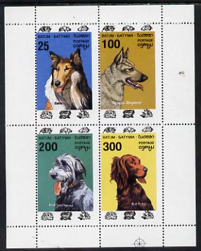 Batum 1994 Dogs perf sheet containing set of 4 values unmounted mint, stamps on , stamps on  stamps on animals, stamps on dogs, stamps on collie, stamps on  stamps on  gsd , stamps on  stamps on setter, stamps on wolfhound