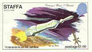 Staffa 1998 John Glenn Returned to Space opt in gold on 1974 Churchill Birth Centenary (Space) imperf souvenir sheet (£1 value)  unmounted mint, stamps on churchill, stamps on personalities, stamps on space, stamps on masonics, stamps on masonry