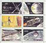 Batum 1998 John Glenn Return To Space opt in silver on Space perf sheetlet of 6 unmounted mint, stamps on , stamps on  stamps on space, stamps on  stamps on masonics, stamps on  stamps on masonry