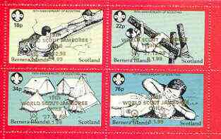 Bernera 1998 19th World Scout Jamboree opt'd in gold on 1982 75th Anniversary of Scouting perf set of 4 unmounted mint, stamps on , stamps on  stamps on scouts