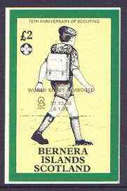 Bernera 1998 19th World Scout Jamboree opt'd in gold on 1982 75th Anniversary of Scouting imperf deluxe sheet £2 value unmounted mint, stamps on scouts