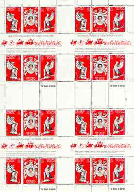 Solomon Islands 1978 Coronation 25th Anniversary (QEII, Dragon & Sea Eagle) in complete uncut sheet of 24 (8 strips of SG 357a) unmounted mint, stamps on dragon, stamps on birds of prey, stamps on royalty, stamps on coronation, stamps on arms, stamps on heraldry
