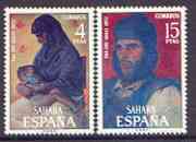 Spanish Sahara 1972 Stamp Day set of 2 unmounted mint, SG 305-06, stamps on , stamps on  stamps on postal, stamps on cultures, stamps on children