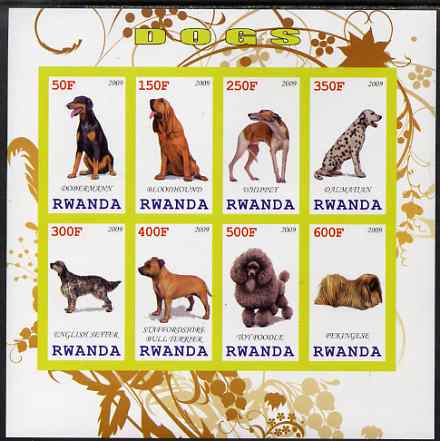 Rwanda 2009 Dogs imperf sheetlet containing 8 values unmounted mint