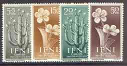 Ifni 1956 Child Welfare (Plants) set of 4 unmounted mint, SG 126-29*, stamps on flowers, stamps on cacti