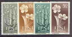 Ifni 1956 Child Welfare (Plants) set of 4 unmounted mint, SG 126-29*, stamps on flowers, stamps on cacti