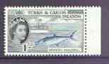 Turks & Caicos Islands 1957 Spanish Mackerel 1s from def set unmounted mint, SG 246, stamps on , stamps on  stamps on fish, stamps on fishing