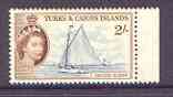 Turks & Caicos Islands 1957 Uakon (Caicos Sloop) 2s from def set unmounted mint, SG 248, stamps on , stamps on  stamps on ships, stamps on  stamps on yachts