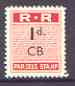 Northern Rhodesia 1951-68 Railway Parcel stamp 1d (small numeral) overprinted CB (Chisamba) unmounted mint*, stamps on railways, stamps on cinderella, stamps on  kg6 , stamps on 