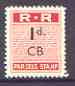 Northern Rhodesia 1951-68 Railway Parcel stamp 1d (small numeral) overprinted CB (Chisamba) unmounted mint*, stamps on , stamps on  stamps on railways, stamps on cinderella, stamps on  stamps on  kg6 , stamps on  stamps on 