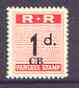 Northern Rhodesia 1951-68 Railway Parcel stamp 1d (large numeral) overprinted CB (Chisamba) unmounted mint, stamps on railways, stamps on cinderella, stamps on  kg6 , stamps on 