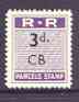 Northern Rhodesia 1951-68 Railway Parcel stamp 3d (small numeral) overprinted CB (Chisamba) unmounted mint*, stamps on railways, stamps on cinderella, stamps on  kg6 , stamps on 