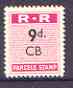 Northern Rhodesia 1951-68 Railway Parcel stamp 9d (small numeral) overprinted CB (Chisamba) corner block of 8 with sheet number, unmounted mint, a rarely offered item, stamps on railways, stamps on cinderella, stamps on  kg6 , stamps on 