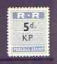 Northern Rhodesia 1951-68 Railway Parcel stamp 5d (small numeral) overprinted KP (Kapiri M'Posho) unmounted mint* , stamps on , stamps on  stamps on railways, stamps on  stamps on cinderella, stamps on  stamps on  kg6 , stamps on  stamps on 