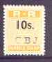 Northern Rhodesia 1951-68 Railway Parcel stamp 10s (small numeral) handstamped CBJ (Chambishi) unmounted mint*, stamps on , stamps on  stamps on railways, stamps on  stamps on cinderella, stamps on  stamps on  kg6 , stamps on  stamps on 