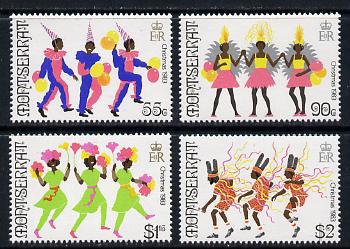 Montserrat 1983 Christmas Carnival set of 4 unmounted mint, SG 591-94, stamps on , stamps on  stamps on christmas, stamps on  stamps on dancing