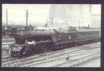 Postcard by Adria - Black & white showing 60091 Captain Cuttle at Darlington in 1953, mint & pristine, stamps on railways