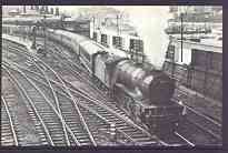 Postcard by Adria - Black & white showing 60921 at Sheffield in 1962, mint & pristine, stamps on railways