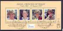 Papua New Guinea 1998 Diana, Princess of Wales Commemoration m/sheet very fine cds used, SG 829, stamps on royalty, stamps on diana