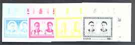 North Korea 2001 Chess World Champions 30ch (Botvinnik & Smyslov) set of 4 imperf progressive proofs comprising the 4 individual colours (magenta, yellow, blue & black), stamps on , stamps on  stamps on personalities, stamps on  stamps on chess