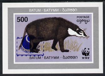 Batum 1994 WWF Wild Animals (Badger) imperf s/sheet with 