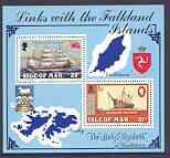 Isle of Man 1984 Links with Falkland Islands m/sheet unmounted mint, SG MS 264, stamps on ships, stamps on maps, stamps on heraldry, stamps on arms