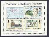 Isle of Man 1989 Mutiny on the Bounty m/sheet unmounted mint, SG MS 415, stamps on , stamps on  stamps on ships, stamps on maps, stamps on settlers, stamps on  stamps on bligh, stamps on  stamps on explorers