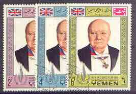 Yemen - Royalist 1968 Human Rights Year the three perf values showing Churchill fine cto used (Mi 540, 544 & 548A)*, stamps on , stamps on  stamps on churchill, stamps on human rights, stamps on personalities     