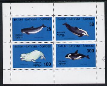 Batum 1994 Whales perf set of 4 unmounted mint, stamps on animals, stamps on marine life, stamps on whales