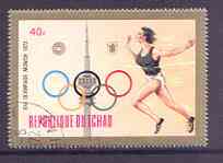 Chad 1972 Running 40f from Munich Olympic Games (Gold Frames with Olympic Rings as central design) set fine cto used*, stamps on running