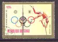 Chad 1972 Pole Vault 120f from Munich Olympic Games (Gold Frames with Olympic Rings as central design) set fine cto used*, stamps on , stamps on  stamps on sport, stamps on  stamps on pole vault