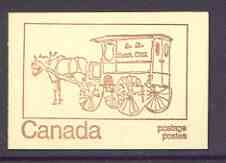 Canada 1972 Horse Drawn Mail Wagon of 1926 - 25c brown on cream Mail Transport booklet complete with fluorescent bands, mint SG SB78jq, stamps on postal, stamps on horses