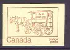 Canada 1972 Horse Drawn Mail Wagon of 1926 - 25c brown on cream Mail Transport booklet complete with fluorescent bands, mint SG SB78jq, stamps on , stamps on  stamps on postal, stamps on horses