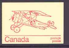 Canada 1974 Nieuport Scout - 25c red on cream booklet complete mint, SG SB 80c, stamps on aviation, stamps on nieuport