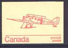 Canada 1974 Junkers 34 - 25c red on cream booklet complete mint, SG SB 80e, stamps on aviation, stamps on junkers