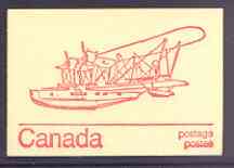 Canada 1974 Stranraer Flying boat - 25c red on cream booklet complete mint, SG SB 80h, stamps on aviation, stamps on stranraer, stamps on flying boats
