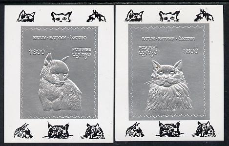 Batum 1994 Cats set of 2 s/sheets in silver, stamps on , stamps on  stamps on animals  cats