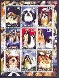 Kamchatka Republic 2001 Dogs (Shih Tzu) perf sheetlet containing complete set of 9 values, each with Scout logo unmounted mint, stamps on dogs, stamps on scouts, stamps on shih tzu