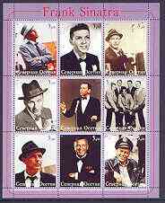 North Ossetia Republic 2001 Frank Sinatra perf sheetlet containing complete set of 9 values unmounted mint, stamps on music, stamps on entertainers, stamps on films, stamps on jazz, stamps on entertainments