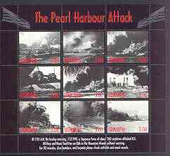 Udmurtia Republic 2001 Pearl Harbour Attack perf sheetlet #02 containing complete set of 9 values unmounted mint, stamps on ww2, stamps on ships, stamps on aviation, stamps on  ww2 , stamps on 