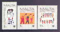 Malta 1979 International Year of the Child set of 3 unmounted mint, SG 627-29, stamps on , stamps on  stamps on children, stamps on kites, stamps on  stamps on  iyc , stamps on  stamps on 