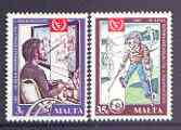 Malta 1981 International Year for Disabled Persons set fo 2, unmounted mint SG 663-664, stamps on disabled, stamps on wheelchair, stamps on arts