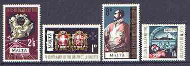 Malta 1968 4th Death Centenary of Grand Master La Valette set of 4 unmounted mint, SG 405-408, stamps on heraldry, stamps on arms, stamps on flags, stamps on death, stamps on cherubs, stamps on angles
