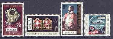 Malta 1968 4th Death Centenary of Grand Master La Valette set of 4 unmounted mint, SG 405-408, stamps on , stamps on  stamps on heraldry, stamps on  stamps on arms, stamps on flags, stamps on death, stamps on cherubs, stamps on angles